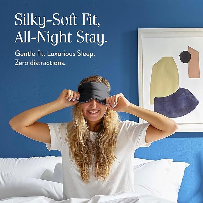 Brooklinen Silk Eye Mask for Sleeping – Carbon Grey, 100% Mulberry Silk Sleep - Image 5