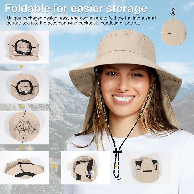 Water-Resistant Sun UPF 50+ Bucket Hat Protection Packable Brimmed Boonie - Image 4