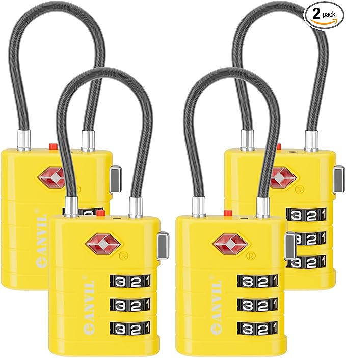ANVIL TSA Approved Luggage Locks – High Security TSA008 Combination Travel Locks by ANVIL