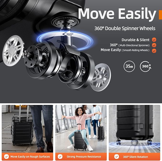 SHOWKOO Luggage Sets Expandable PC+ABS Durable Suitcase Double Wheels TSA Lock - Image 3
