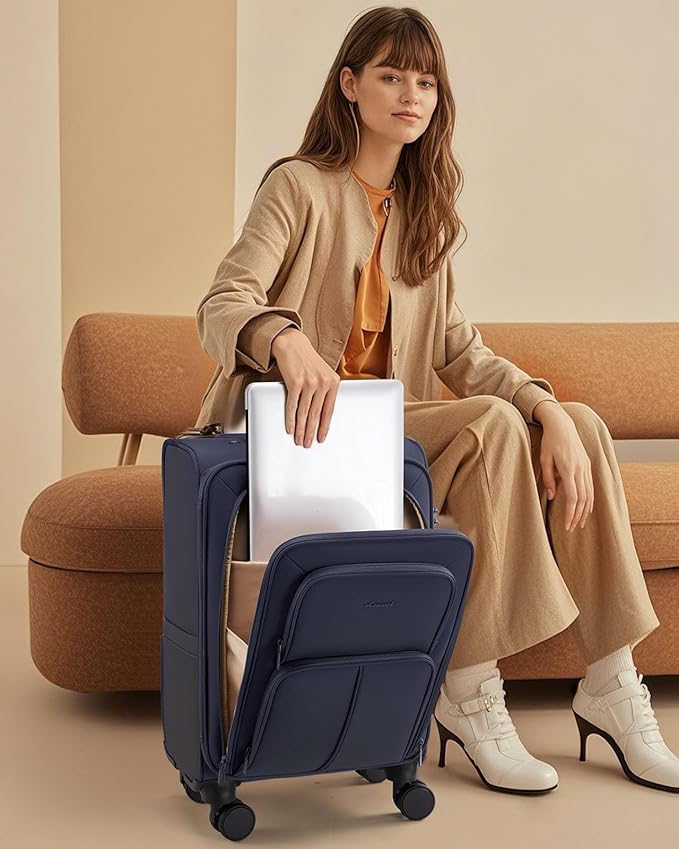 LOVEVOOK Carry On Luggage 22x14x9 Airline Approved, 22 Inch Softside Suitcases - Image 2