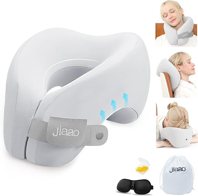 2 in 1 Neck Pillow Airplane, Ergonomic Memory Foam Travel Neck Pillow, Travel by jiaao
