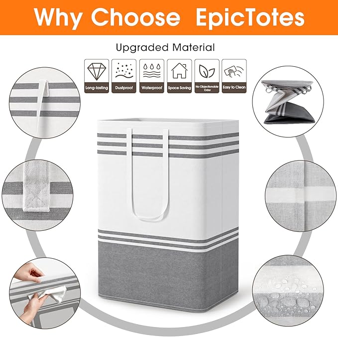 2 Pack Large Laundry Baskets, Laundry Hampers, Freestanding Waterproof - Image 4