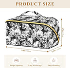 Makeup Organizer Bag, Skull and Flowers Travel Makeup Bags Makeup Vanity Case Large Capacity Rhombus Cosmetic Toiletry Bag for Girl Women Ladies
