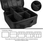 Travel Makeup Case, Cosmetic Train Case Organizer Portable Artist Storage Makeup Bag with Adjustable Dividers for Cosmetics Makeup Brushes Toiletry Jewelry Digital Accessories - Black