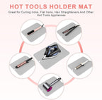 Oversize Silicone Heat Resistant Mat for Curling Irons, Flat Irons, Hair Straighteners and Hot Hair Styling Tools, Portable Hot Tools Cover Pad for Travel Vanity Salon(14.2" x 11.0")