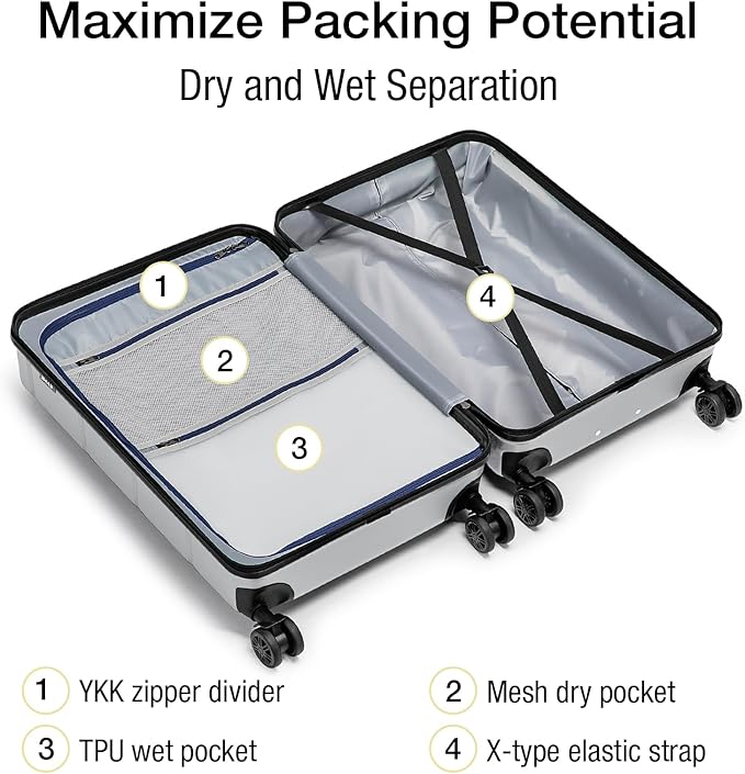 KYME Luggage Sets 2 Piece Hardshell 22"/26" Suitcase - Image 3