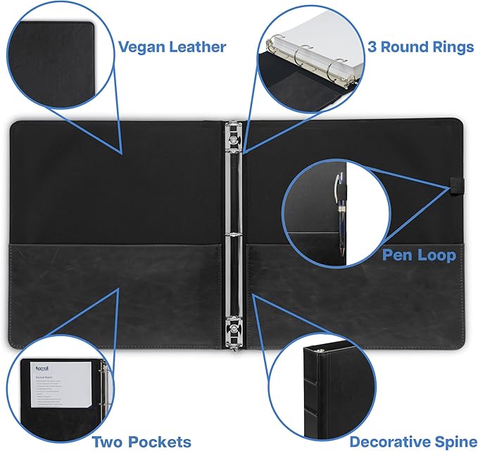 Samsill Vintage Leather Mini 3 Ring Binder 0.5 Inch Round Ring, 5.5 x 8.5 Inch - Image 2