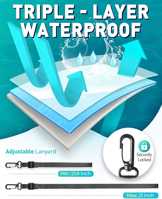 Hiearcool Waterproof Phone Pouch, Waterproof Phone Case, IPX8 Cellphone Dry Bag - Image 3