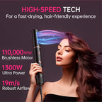 SKIMI 110,000 RPM Brushless Motor Hair Dryer Brush - 5 Muti-Styler for Fast Drying, Curling, Volumizing & Straightening | High-Speed Hot Air Brush for All Hair Types(Black & Blush Red)