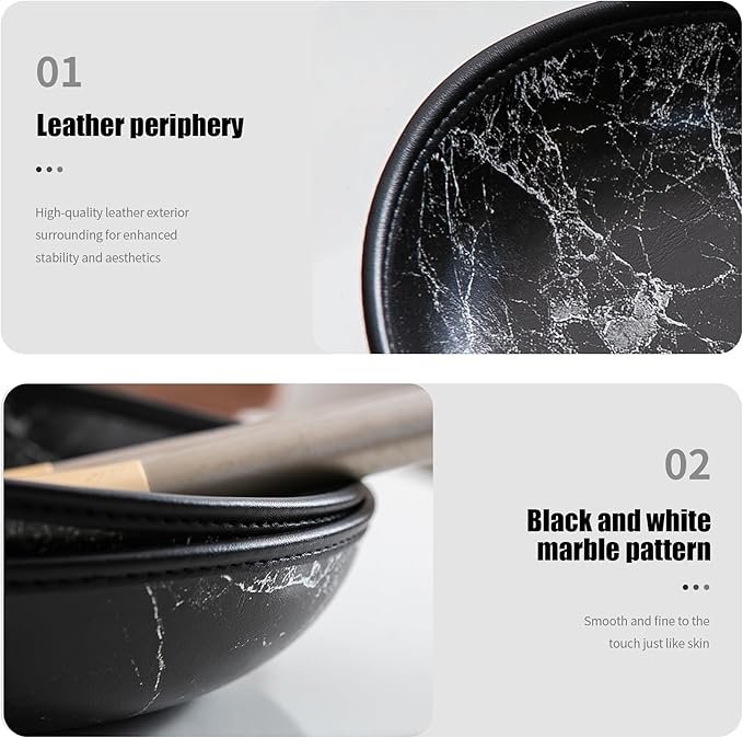 2025 Improved Design Round Marbled Leather Valet Tray Organizer Set of 2 - Image 4