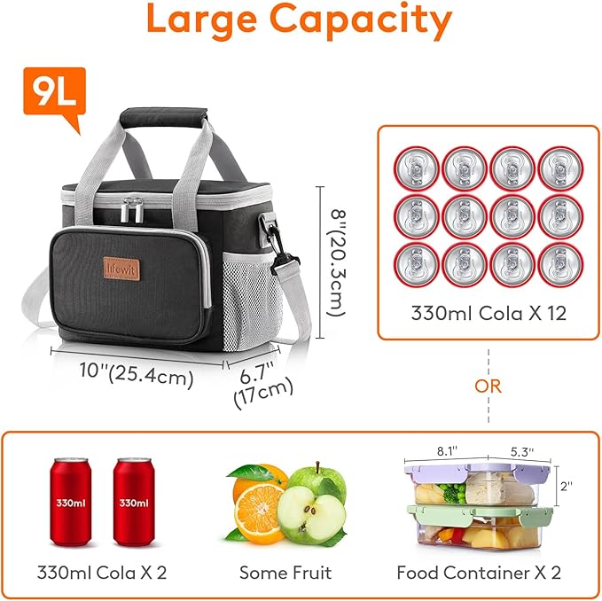 Lifewit Medium Lunch Bag Insulated Lunch Box Soft Cooler Cooling Tote - Image 4