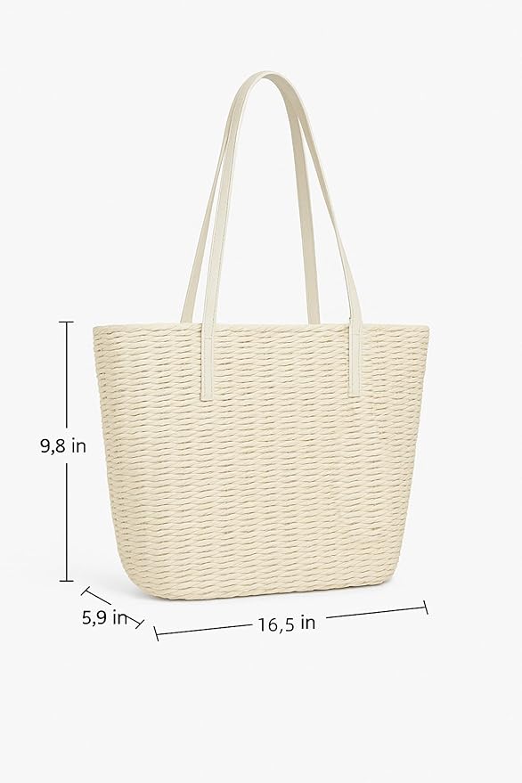 YXILEE Straw Bags For Women | M Size Travel Straw Totes Bag Woven Summer - Image 4