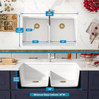 33 Inch Classic White Undermount Granite Composite Kitchen Sink Under Counter - Image 5