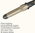 INFINITIPRO BY CONAIR Tourmaline Ceramic 1¼-Inch Curling Wand, Detachable Clip Turns Wand into Curling Iron, Produces Flawless Waves and Curls, for Use on Medium and Long Hair, Dark Grey