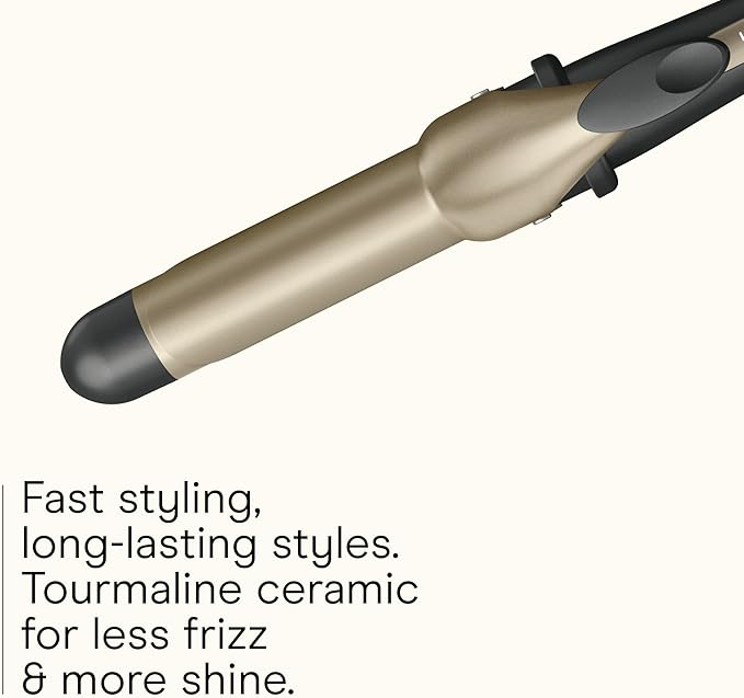 INFINITIPRO BY CONAIR Tourmaline Ceramic 1¼-Inch Curling Wand, Detachable Clip Turns Wand into Curling Iron, Produces Flawless Waves and Curls, for Use on Medium and Long Hair, Dark Grey