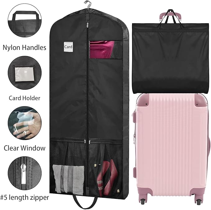 54" Garment Bags for Travel, 2 Pack Dress Bag for Hanging Clothes Storage - Image 6