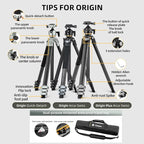 Fotopro Compact Carbon Fiber Travel Tripod, 60 inches Professional Heavy Duty - Image 5