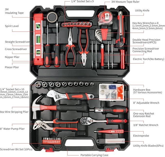 Yougfin 120 Piece Tool Set General Household Hand Kit - Image 2