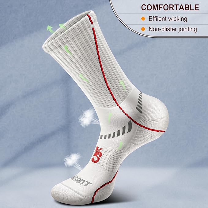 BULLIANT Compression Socks for Men 6Pairs, Athletic Crew Socks Cushioned For - Image 5