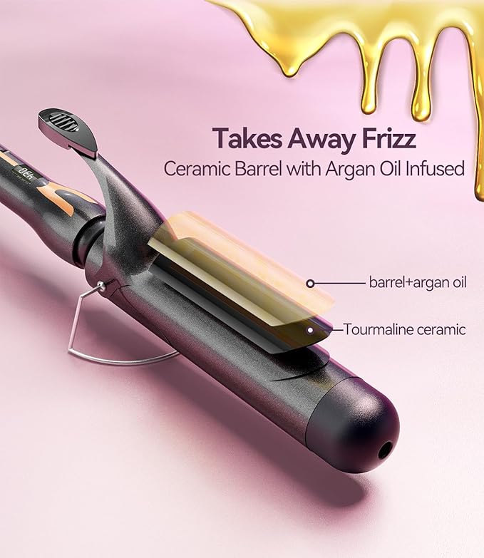 Curling Iron 1 1/2 Inch for Big Curls, 14 Heat Settings Big Barrel 1.5 Inch, Ceramic Large Barrel Curling Iron 1 1/2 Inch with Argan Oil Infused,
