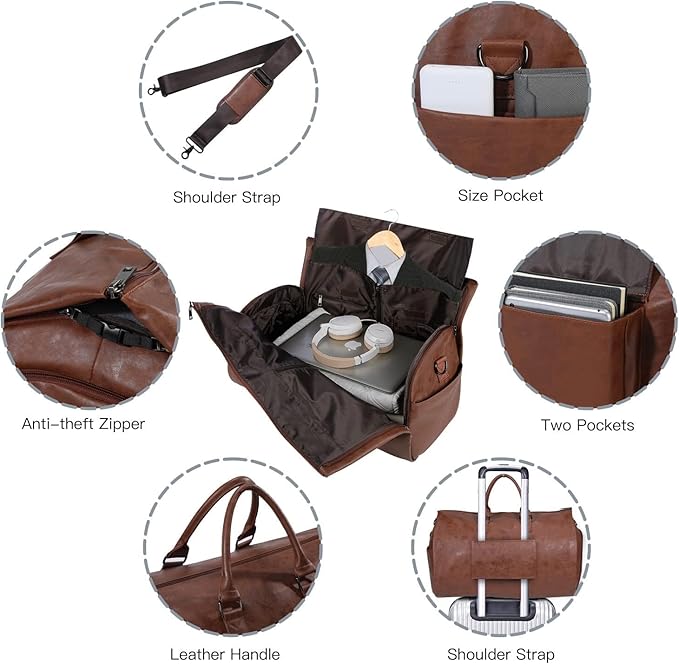 seyfocnia Convertible Travel Garment Bag, Carry on Garment Duffel Bag - Image 3