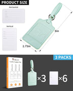 Teskyer Luggage Tags, 3 Pack Premium PU Leather Luggage Tags - Image 7