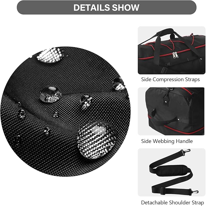 Vomgomfom 32" Soft-Sided Foldable Wheeled Travel Duffel Bag, Expandable 110L to - Image 5