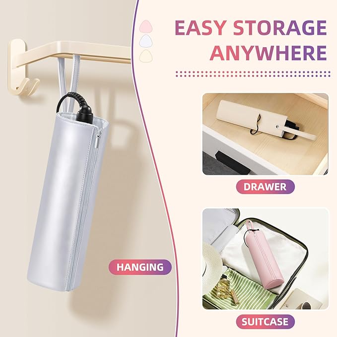 2-in-1 Heat Resistant Mat & Bag for Hair Styling Tools, Hanging Curling Iron Holder Flat Iron Holder with Zip, Portable Hot Hair Tools Travel Bag, Hair Straightener Mat Pouch for Countertop