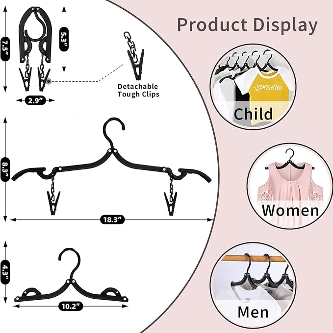12pcs Black Travel Hangers - Image 2