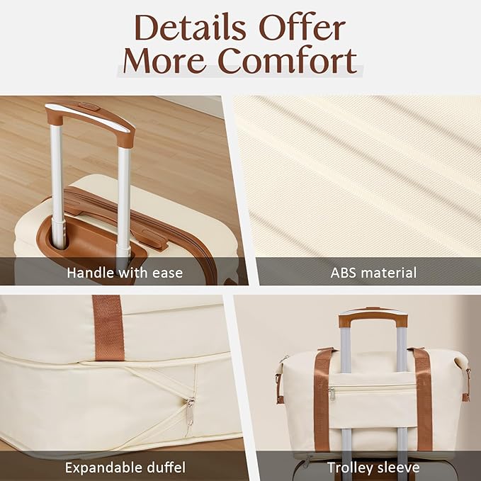Coolife Suitcase Set 3 Piece Luggage Set Carry On Hardside Luggage - Image 5