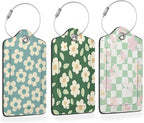 Vintage Cream Daisy 3 Pack PU Leahter Luggage Tag by Losthll