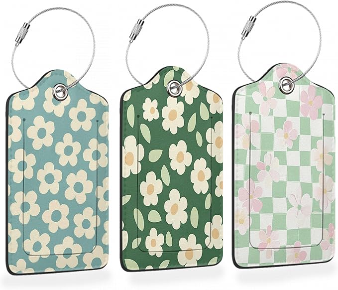 Vintage Cream Daisy 3 Pack PU Leahter Luggage Tag by Losthll