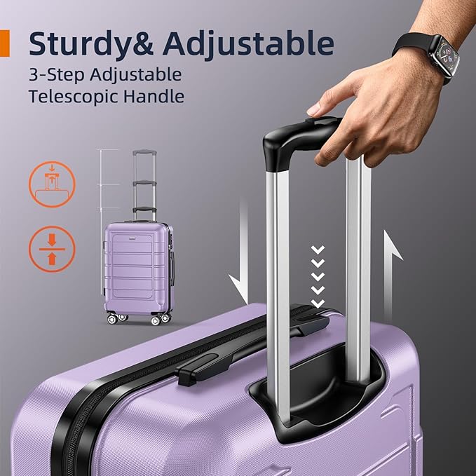 SHOWKOO Luggage Sets Expandable PC+ABS Durable Suitcase Double Wheels TSA Lock - Image 6