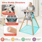 HONEY JOY Baby High Chair, 6 in 1 Convertible Wooden Highchair - Image 5