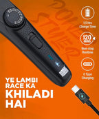 Bombay Shaving Company Beard Trimmer for Men, 2X Fast Charging, USB Type C, 120Min runtime, Hair Trimmer, Shaving Machine, Cordless Beard, 38 Length Settings, Prime Trimmer Black
