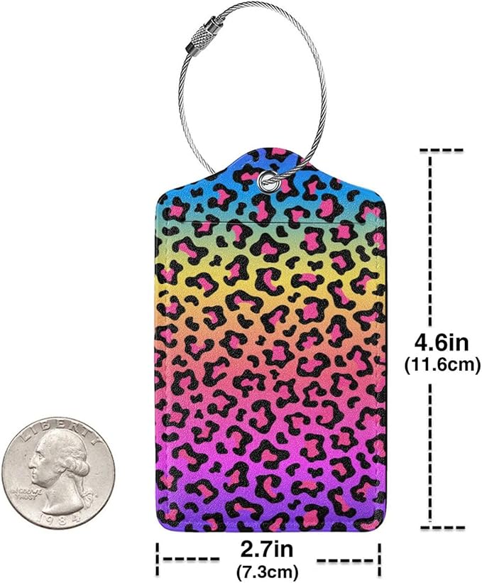 Rainbow Leopard Print 2 Pack Luggage Tags - Image 6