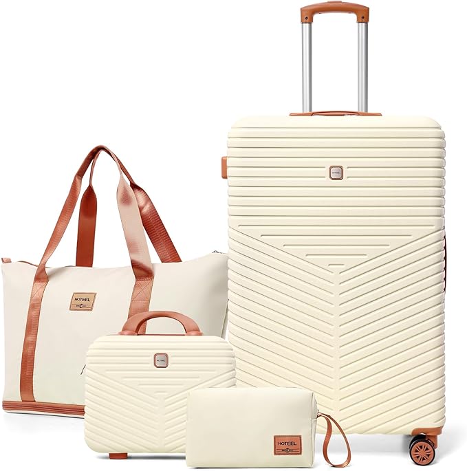 Hoteel 4 Piece Luggage Set Carry on ABS+PC Hard Shell Suitcase by HOTEEL
