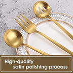Matte Gold Serving Silverware Set, 5-Piece Round Shared Utensils Set of - Image 4