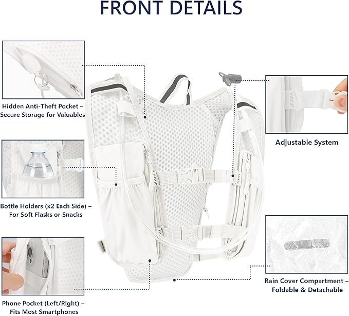 Zavothy Hydration Running Vest for Men & Women – Lightweight 1.5L Hydration Pack - Image 2