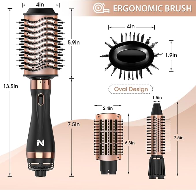 Hair Dryer Brush Blow Dryer Brush in One Hot Air Brush for Drying and Straightening, Volumizer Multi-Styler Smooth Curls for All Hair Types, Frizz-Free Blowout Brush for Salon Quality