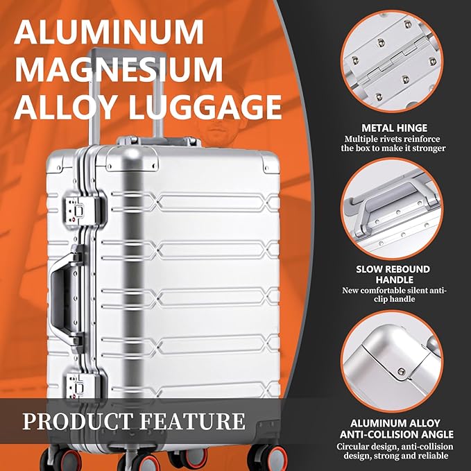 WEICHEN All Aluminum Magnesium Carry On Luggage - Image 2