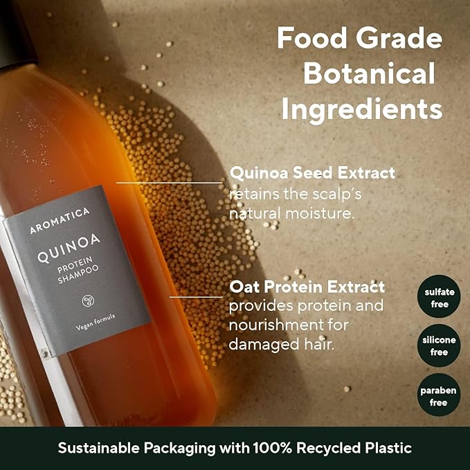 AROMATICA Quinoa Protein Shampoo 13.53 oz / 400ml – Provides Protein and - Image 3