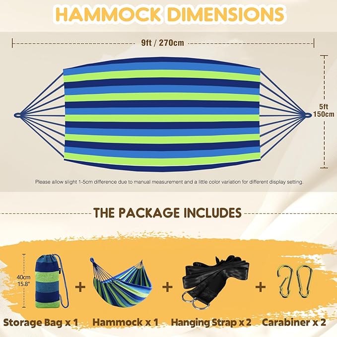 ANYOO Cotton Hammock Portable Camping Hammocks - Image 3
