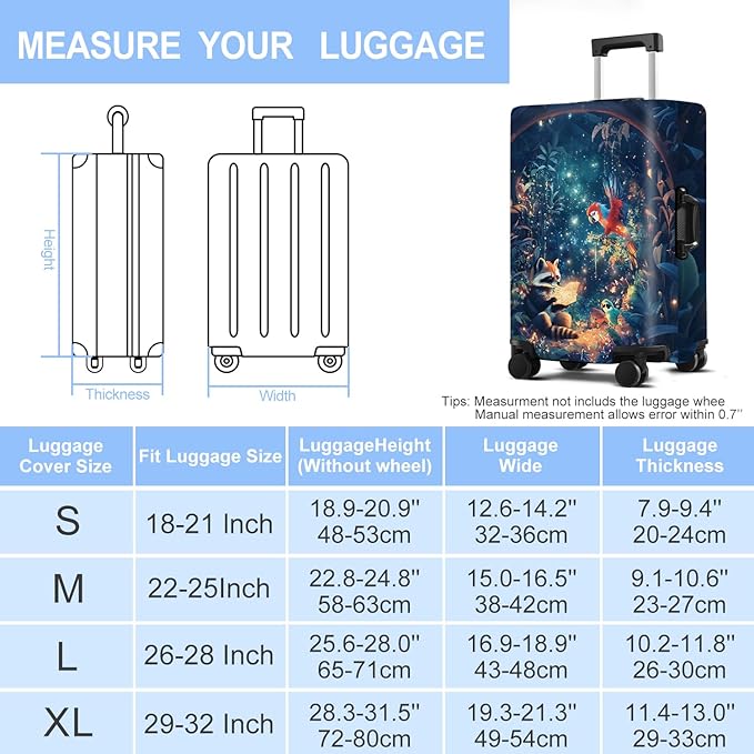 Raccoon Luggage Cover Washable Suitcase Protector Anti-Scratch, Stretchable Fit - Image 6