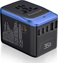 Universal Travel Adapter, PD 35W 7 in 1 International Power Plug Adapter by SAUNORCH