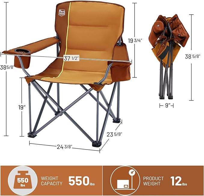 TIMBER RIDGE Oversized Folding Camping Chair - Image 3