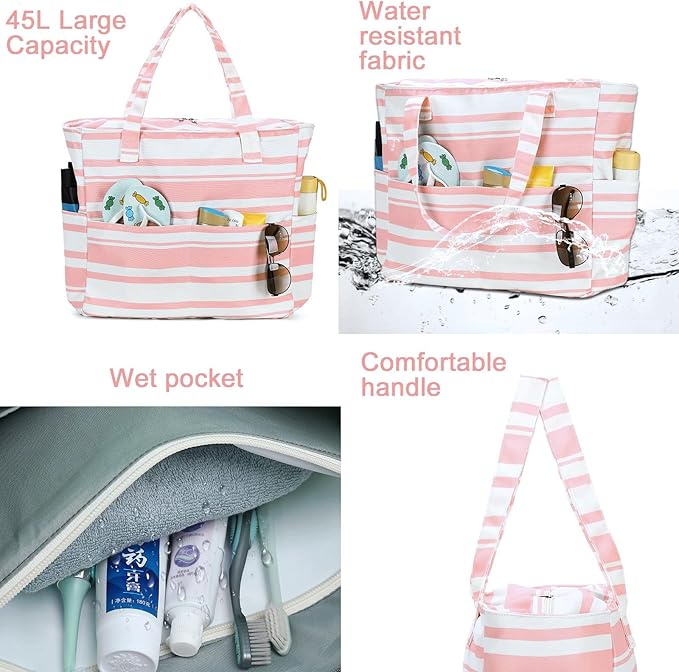 LEDAOU Beach Bag Waterproof Sandproof Women Tote Bag Pool Bag - Image 6
