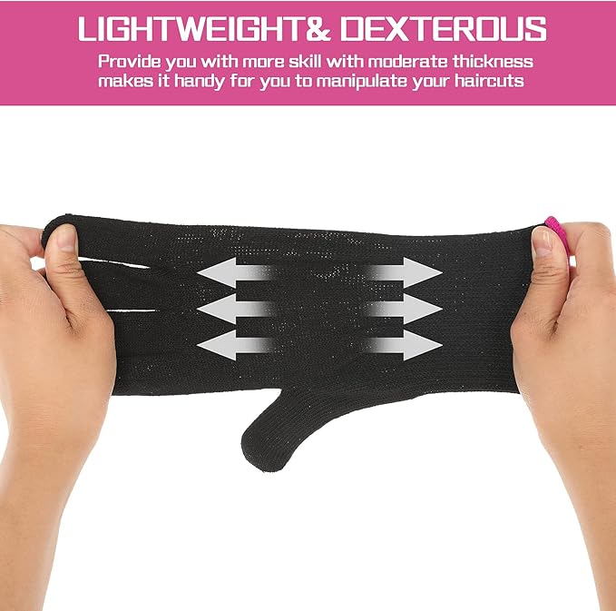 2 Pair Heat Resistant Gloves for Hair Styling Professional Hot Hand Gloves Heat Protection Flat Iron Gloves Pink Edge Heat Press Sublimation Gloves for Women Curling Wand Styling Tool