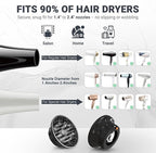 Universal Hair Diffuser for Blow Dryer - Fits All 1.4-2.4 inch Dryers, Professional Ionic Diffuser Attachment for Curly/Wavy Hair, Reduces Frizz & Enhance Curls, Lightweight, Travel-Friendly (Black)